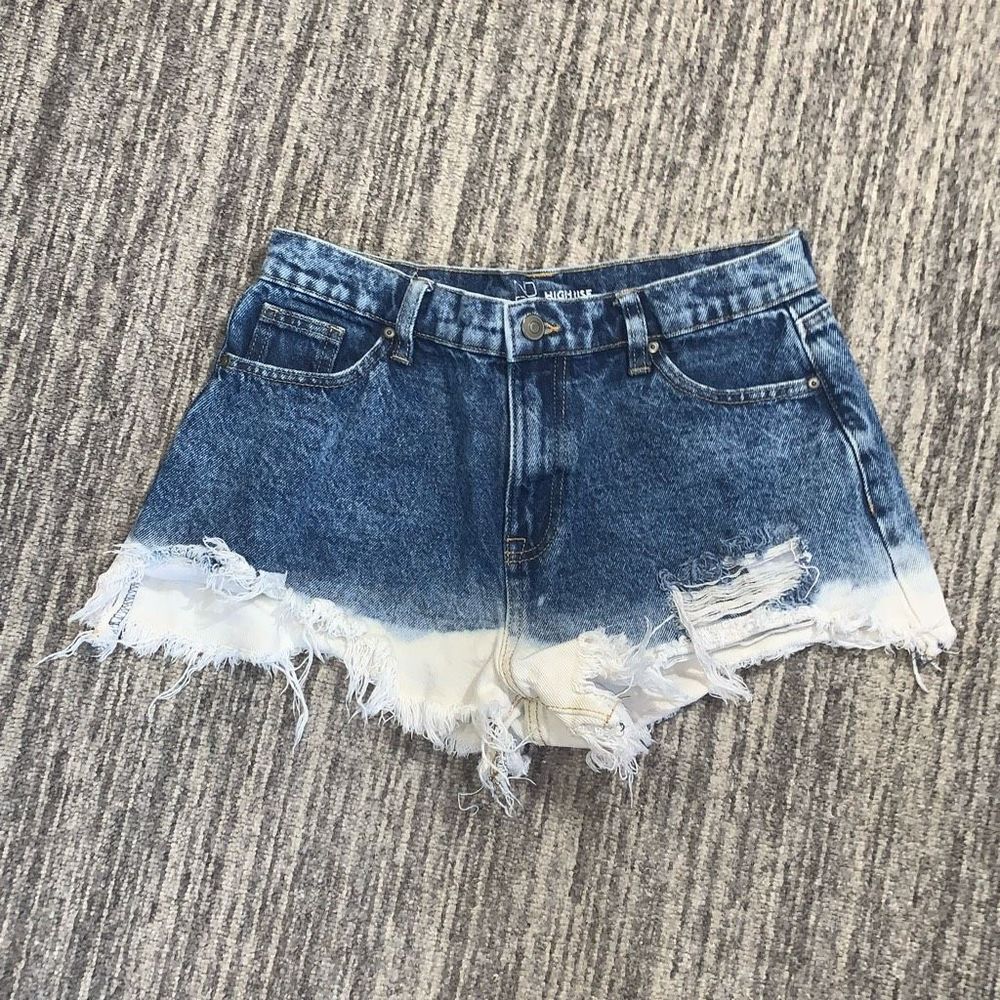 NoBo Womens Jrs 9 Denim Jean Short Shorts Blue Ombre High Rise Destroyed Frayed